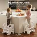 Soladder Foldable Toddler Step Stool for Bathroom Sink, Non-Slip Adjustable 3 or 2 Step Stool for Toddlers to Train Toilet Potty, Plastic Toddlers Kitchen Stool Helper for KidsGray