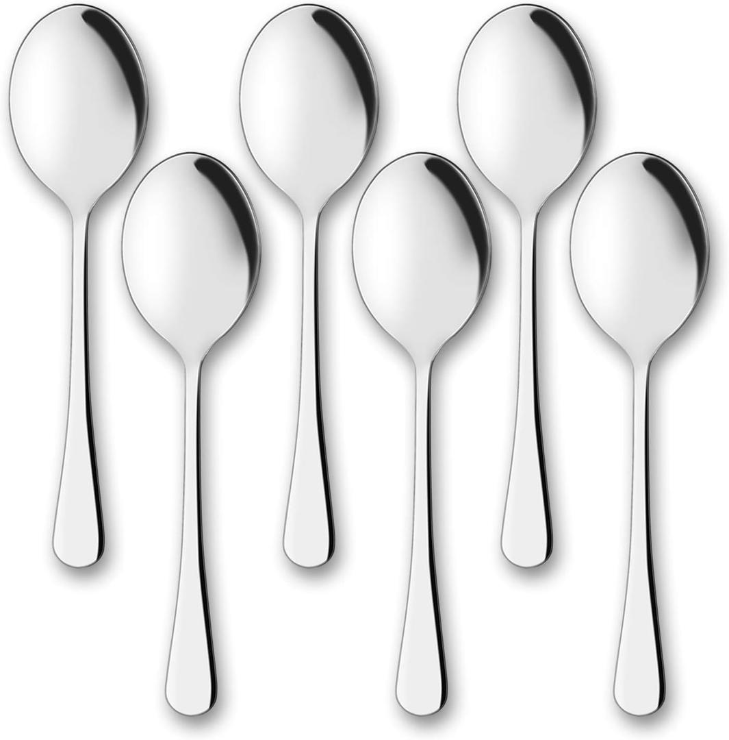 AOOSY Serving Spoons, 6 Pieces X-Large 9.8 Inches Stainless Steel Serving Spoon Catering Spoons Solid Serving Utensils Big Ladle Tablespoons for Buffet Banquet Flatware Kitchen Basics Serving