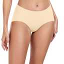 2 x LIIJOO Women's Seamless Mid Waisted Briefs, Full Coverage No Show Panties with Soft Nylon Spandex, No Lines Underwear for LeggingsNatural Nude/Vanilla Nude/Tan, M Size