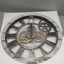 The B-Style Large Wall Clock 24 inch Moving Gear Wall Clock Oversized Vintage Farmhouse Wall Clocks for Living Room Decor Rustic Industrial Wood Clock (Gray and White)