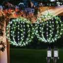 Flacchi Hanging Iron Sphere Lights with Artificial Greenery  12Inch 120 LED Waterproof Outdoor/Indoor Decor Ball Light with Timer & 8 Modes  2 Pack for Garden, Christmas, Weddings (Cool White)