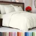 Duvet Cover Queen Size Set - Extra Soft Queen Duvet Cover 90" x 90" with 2 Pillow Shams - Hotel Luxury, Easy Care and Fade Free w/ Zipper Closures & Ties - All Season, Comfy, Cozy & Breathable (Ivory)