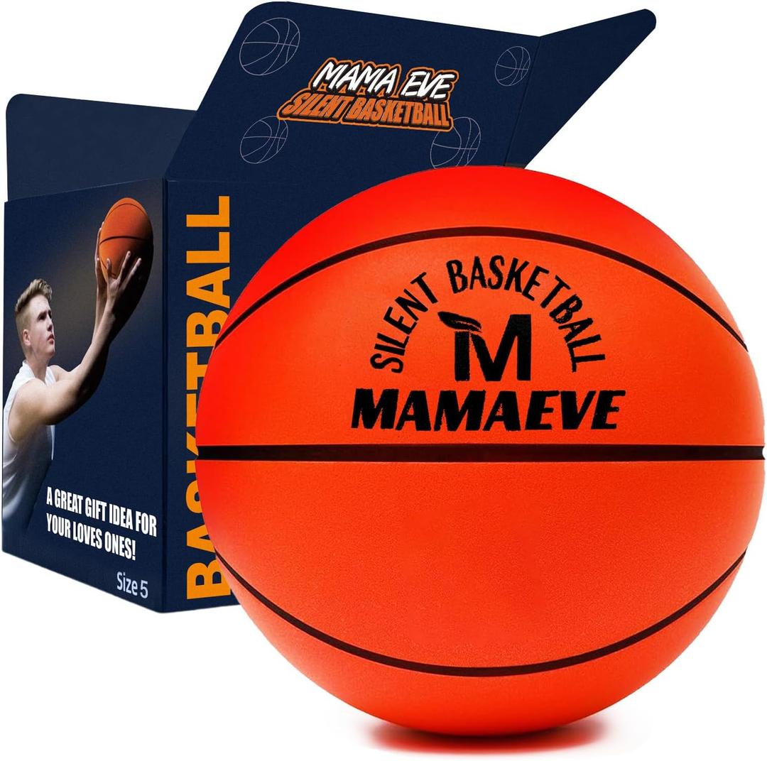 Silent BasketballSize 5, New Upgraded Weight Grooved Airless Indoor Basketball, Non-derforming Package, Real Feel & Bounce Like Official Ball, Quiet Dribbling Indoor Training