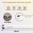 Konideke F32T8/841 32W 48 Inch T8 Fluorescent Tube Light Bulb, T8 Fluorescent Bulbs 4 Foot, 4ft Light Bulb, 4100K Cool White, 2850 Lumens, G13 Medium Bi-Pin Base, 10 Pack