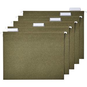 Amazon Basics Hanging File Folders for Documents, Letter Size, 1/5-Cut Adjustable Tabs, Standard Green, 12 Count per Box