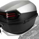 PSLER Universal Tail box with soft backrest - Motorcycle Scooter Daily Top Box Luggage trunk lockable storage rack Universal Waterproof Mount Helmet Luggage Box,Sliver, One Size