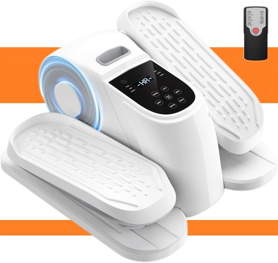 VIVURN 028 Under Desk Elliptical 12 Speed 5 Modes Motorized Leg Exerciser While Sitting for Seniors As Seen on TV Low Impact Electric Pedal Exerciser with Non-Slip Mat Quiet for Home and Office (White)