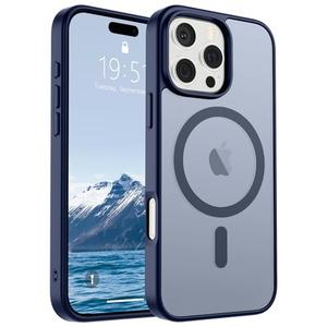 SUPFINE Magnetic for iPhone 16 Pro Case (Compatible with MagSafe) (Military Grade Drop Protection) Slim Translucent Matte Shockproof with Anti-Fingerprint Phone Case,Navy Blue