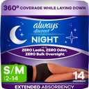 Always Discreet Adult Incontinence Overnight Underwear for Women, Small/Medium, Up to 100% Bladder Leak Protection, 14 Count 4 Packs