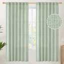 YoungsTex Sage Green Linen Curtains for Living Room 2 Panels, Semi Sheer Drapes Boho Light Filtering Window Treatments with Back Tab Rod Pocket for Spring Decor Dining Bedroom, 52 X 72 Inch