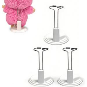 3 Pack Adjustable Doll Stand - Compatible with labubu, Display Holder for 4-8 Inches Figures, White Plastic Stand with Waist Clip, Stable Support for Collectible & Photography (Dolls Not Included)