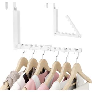 BAKON Over The Door Hooks, Small Space Double Folding Portable Over The Door Drying Rack for Laundry, Bathroom, Bedroom, Travel Storage and Drying (1Pack,White)