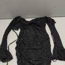 Women's Sheer Long Sleeve Sequin Bodycon Mini Dress Sexy Sparkly Ruched Mesh Party Going Out Dresses (Black, Small)