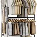 Clothes Rack - 36.2" x 21.3" x 72", 4-Bar Double Rod Rolling Metal Clothing Rack for Hanging Clothes, Portable Garment Rack with Wheels for Bedroom Laundry, Closet Wardrobe, Black