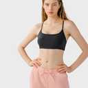 Womens Backless Padded Sports Bra Low Impact for Yoga Pilates Stretching Lightweight Workout Crop Top with Removable Cups (Black)