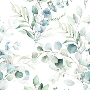 HAOKHOME Peel and Stick Wallpaper Boho Green/White Eucalyptus Leaf Floral Wall Mural Home Nursery Decor Renter Friendly Wallpaper 17.3in x 32.8ft