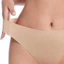 LUCKMEEY Cotton Thongs for Women Seamless Thongs for Women No Show Thong Panty Liners Workout G-String Thongs Underwear (3p-oatmilk Skin, M)