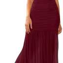LAGSHIAN Women's Elegant Formal Long Dress One Shoulder Sleeveless Ruched Bodycon Evening Dress S