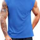 Runcati Mens Workout Tank Top Sleeveless Shirt Quick Dry Muscle Gym Bodybuilding Fitness Training T Shirts (Medium, Blue)