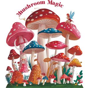 Mushroom Magic Colorful Vintage Mushrooms Wall Decal Wall Dcor Vinyl Sticker Size: 26 x 26