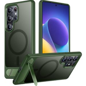 Temdan Magnetic for Samsung Galaxy S25 Ultra Case, [Innovate Stand][Military Grade Drop Protection][Non Slip][Translucent Matte] Shockproof Phone Case for Galaxy S25 Ultra 6.9" 2025 -DarkGreen