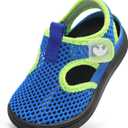 FEETCITY Toddler Sandals Boys Girls Wide Sandals Kids Water Sandal Shoes Lightweight Barefoot Summer Shoes for Indoor Outdoor (Blue, 25)
