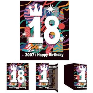 Pack Of 4 Gcardist 2025 18th Birthday Greeting Card, Jumbo 18 Years Old Birthday Gift Card,Memory Back In 2007（Envelope）