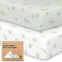 2Pack Mini Crib Sheets Fitted  38x26 Pack N Play Sheets for Pack and Play Mattress, Organic Cotton, Soft & Breathable Playard Bedding, Neutral Mini Toddler Bed Cover for Boys, Girls (Elly)