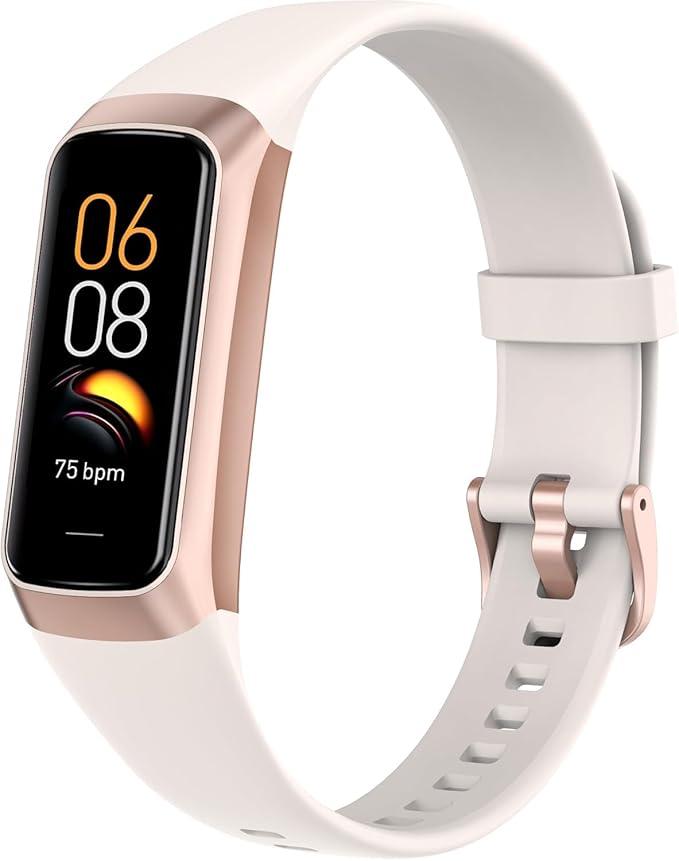 Fitness Tracker with 24/7 Heart Rate Blood Oxygen Sleep Monitor,Activity Tracker with 1.1" AMOLED Touch Color Screen, Multiple Sport Modes Step Counter,IP68 Waterproof for Women Men (Beige)