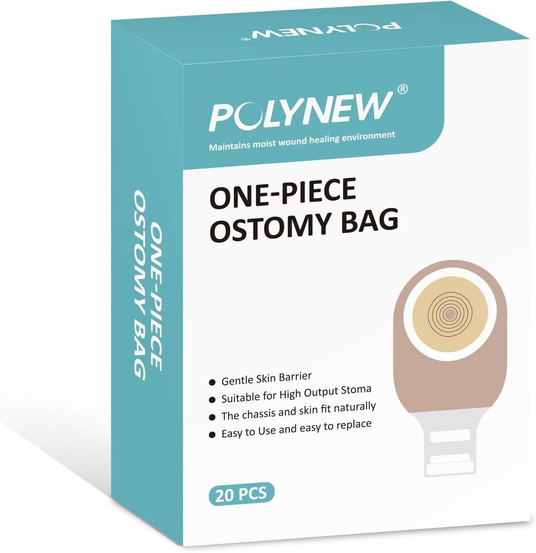 20 PCS Colostomy Bags,Ostomy Supplies,One Piece Drainable Ostomy Pouch with Closure for Ileostomy Stoma Care