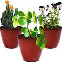 3Pack Plant Pots Durable Decorative Flower Pots,6 Inch Planter Set for Indoor and Outdoor Plants,Flowers,Succulents (Red)