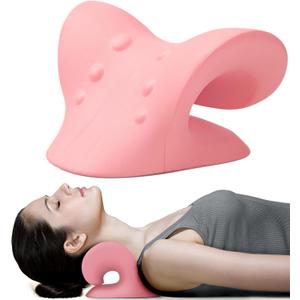 RESTCLOUD Neck and Shoulder Relaxer, Cervical Traction Device for TMJ Pain Relief and Cervical Spine Alignment, Chiropractic Pillow, Neck Stretcher(Pink)