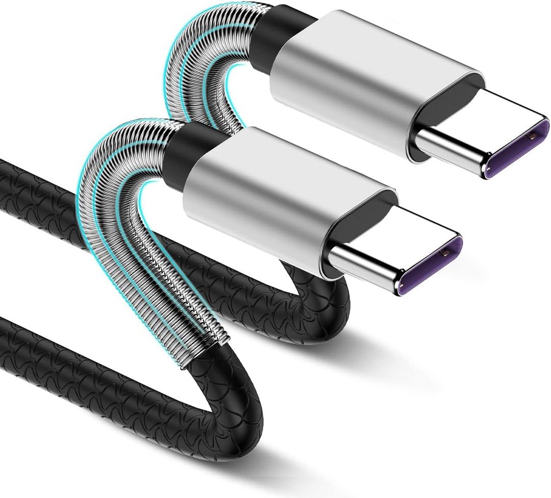 USB C to USB C Cable10Ft 2Pack,Usbc to Usbc Charging Cable Cord 60W/3A Fast ChargerType C to USB Adapter for Samsung Galaxy S22/S22+, S21/S21+ Ultra 5G, S20/S20+ Ultra 5G, Note 20/10, Pixel, Switch (Argent)