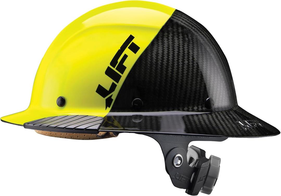 LIFT SAFETY Dax Carbon Fiber Full Brim Hard Hat | Safety/Construction Helmet w/ 6 Point Suspension for Comfort & Impact Protection