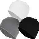 3-Pack Cooling Skull Caps for Men & Women, Soft Nylon Breathable 3D Mesh Helmet Liner, Moisture Wicking Cycling Cap