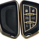 REPROTECTING TPU Key Fob Cover Compatible with Cadillac Escalade Escalade ESV (6 Buttons) (Black/Green)