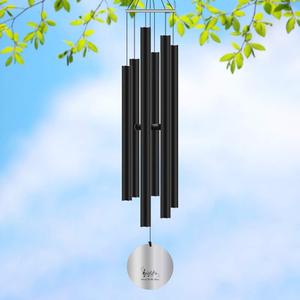 Sympathy Wind Chimes, ecoeco 36'' Metal Windchimes Outdoor Deep Tone with 6 Aluminum Tubes & Hook, Memorial Wind Chimes for Loss of Loved One, Gifts for Mother, Patio Garden or Home Decor(Black)