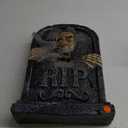 Motion Activated Halloween Animatronics Zombie Tombstone - LED Gravestone Decorations with Spooky Skeleton Skull Head, Light Up Eyes, Creepy Voice, Scary Motion Haunted Horror Prop for Indoor/Outdoor
