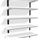 RICHER HOUSE Floating Wall Shelves, Rustic Wood Bathroom Shelves Set of 5, Farmhouse Style Shelf for Dcor, Hanging Bedroom, Storage, Kitchen, Living Room - White
