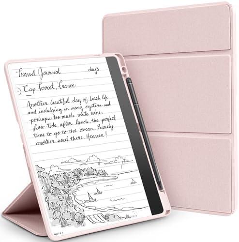 Stand Case for Kindle Scribe(2022/2024 Release),Premium PU Leather Trifold Cover with Pen Holder,Compatible with 10.2 Inch Kindle Scribe,Auto Sleep/Wake,Pink