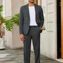 COOFANDY Mens 2 Piece Suit Set Slim Fit 2 Button Casual Business Wedding Suits Dark Grey (Gray), US 42/36