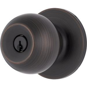 BRINKS Transitional Keyed Entry Door Knob - Tuscan Bronze Exterior Door Lock Set, Seamlessly Blends with Interior Dcor, 1 Pack