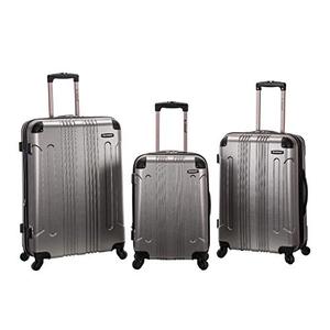 Rockland London Hardside Spinner Wheel Luggage, Silver, 2-Piece Set (20/24/28)