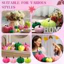 2 x 16 Pcs Christmas Velvet Pumpkins Decor Pink and Green Harvest Christmas Artificial Rustic Pumpkins Decoration Fabric Foam Fake for Holiday Gifts Farmhouse Xams Table Centerpiece