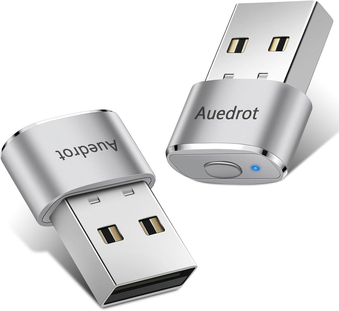 AUEDROT Mouse Jiggler Undetectable Metal USB Mouse Mover with Switch Button, Automatic Mini Mouse Shaker with 2 Jiggle Modes, Plug and Play, Keep Computer/Laptop Awake, Silver, 2 PCS