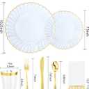 YOUBET 175PCS Clear Blue Scalloped Plastic Plates - Blue and Gold Disposable Dinnerware Set Include 50 Plates, 75 Gold Silverware, 25 Cups, 25 Napkins for Party & Wedding & Baby Shower