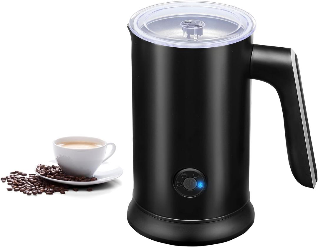 Simple Deluxe Electric Milk Frother, 4 in 1 Electric Milk Steamer 250ml/8.4oz Automatic Hot and Cold Milk Foam Maker and Milk Warmer for Latte, Macchiato, Cappuccinos,Black