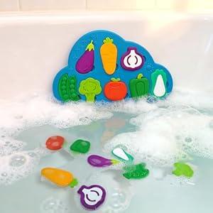 Silicone Bath Toys, No Hole Vegetable Bathtub Toys, MoldFree Soft Bath Toys for Toddlers, Easy Clean Early Learning Sorting Toy, Floating Tub Toys for Kids  Birthday Gift for Boys Girls