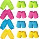 24 Pieces 80s Neon Sweatbands Set, Include 8 Sports Headbands and 16 Sweat Wristbands Elastic Athletic Tennis Sweat Bands Bulk for Man Woman (Rose Red, Sky Blue, Fluorescent Yellow, Yellow)