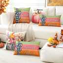 Artscope Fall Decorative Throw Pillow Covers 16x16 Inch Set of 4 Fall Gifts for Home Decor, Autumn Pumpkin Sweet Sweet Home Thankful Grateful Blessed Outdoor Farmhouse Pillow Cases for Sofa Couch-Pink